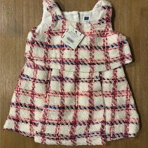 Janie and Jack Pink and Blue Plaid Tweed Formal Dress